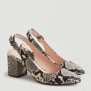 J Crew Python Print Block Heel Slingback Pump Size 7 NIB NWT